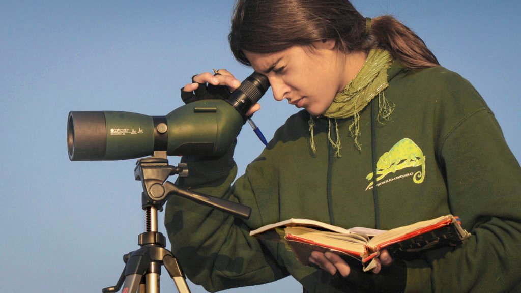 girl using a spotting scope