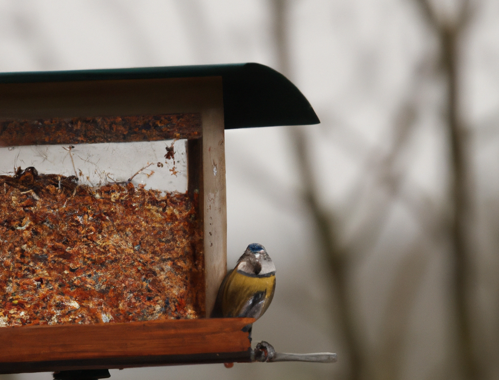 bird eating at a bird table