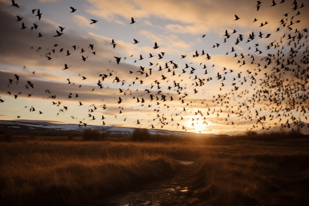 Birds migrating