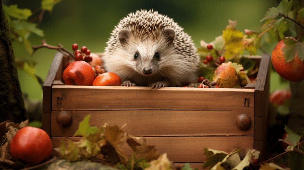 A hedgehog feeding station