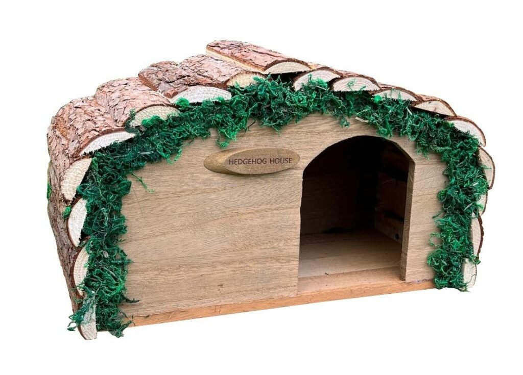Selections Wooden Hedgehog House With Bark Roof